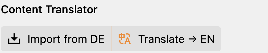 Content Translator section with import all option